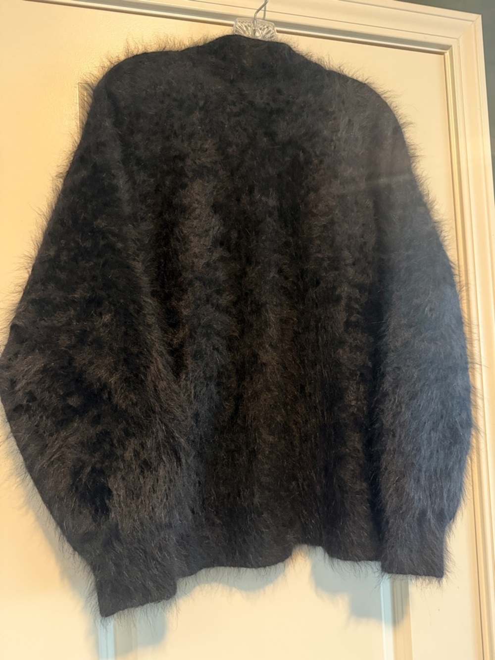 Classic Black Fuzzy Button-Up Cardigan Sweater - Picture 4 of 8